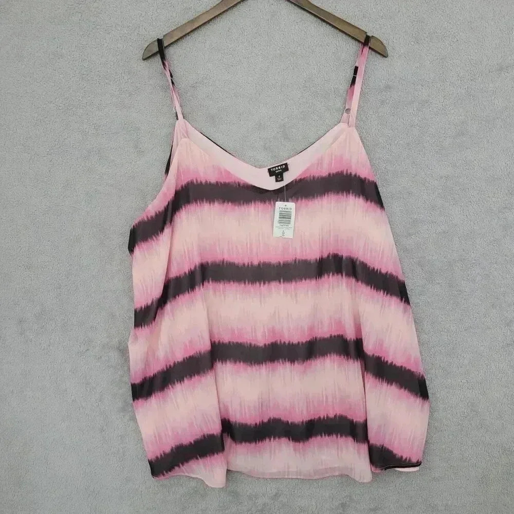NWT Torrid Sophie Womens 4X Pink Tie-Dye Sleeveless Chiffon Camisole Top 24CT